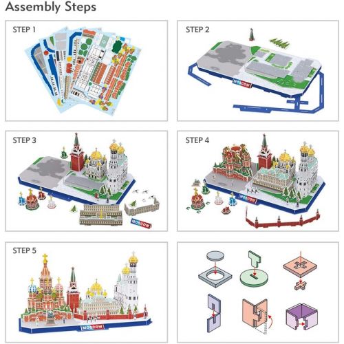  [아마존 핫딜] [아마존핫딜]CubicFun 3D Puzzle City Architectural Model Kits Toys, Moscow Russia Cityline Collection