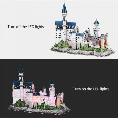  [아마존핫딜][아마존 핫딜] CubicFun 3D Neuschwanstein Castle Puzzles Germany LED Architectures Building Model Kits Toys for Adults Lighting Up in Night