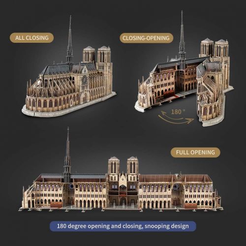  [아마존베스트]CubicFun 3D French Puzzles Large Cathedral Architecture Church Building Model Craft Kits Toys Interesting and Challenge for Adults as Hobbies Gifts, Notre Dame de Paris