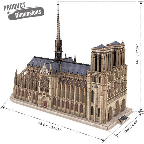  [아마존베스트]CubicFun 3D French Puzzles Large Cathedral Architecture Church Building Model Craft Kits Toys Interesting and Challenge for Adults as Hobbies Gifts, Notre Dame de Paris