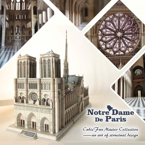  [아마존베스트]CubicFun 3D French Puzzles Large Cathedral Architecture Church Building Model Craft Kits Toys Interesting and Challenge for Adults as Hobbies Gifts, Notre Dame de Paris