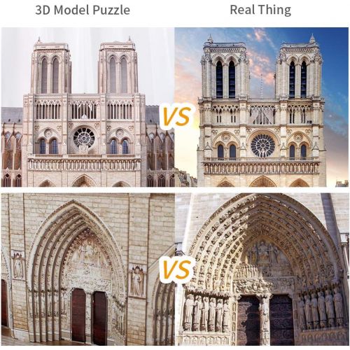  [아마존베스트]CubicFun 3D French Puzzles Large Cathedral Architecture Church Building Model Craft Kits Toys Interesting and Challenge for Adults as Hobbies Gifts, Notre Dame de Paris