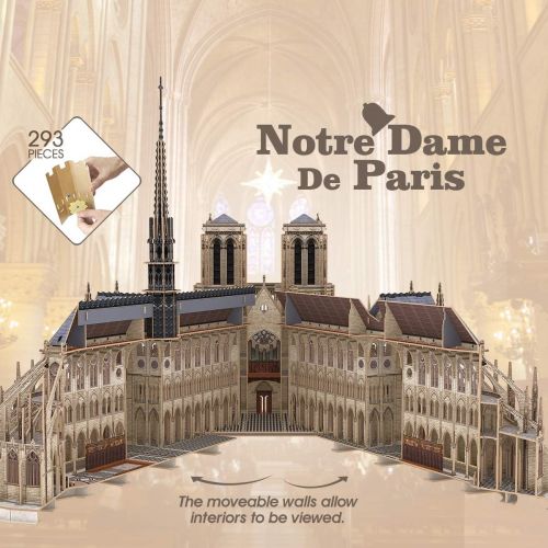  [아마존베스트]CubicFun 3D French Puzzles Large Cathedral Architecture Church Building Model Craft Kits Toys Interesting and Challenge for Adults as Hobbies Gifts, Notre Dame de Paris