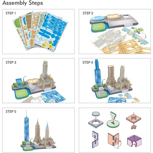  [아마존베스트]CubicFun 3D Puzzles Newyork Cityline Building Model Kits Collection Toys for Adults and Children, MC255h-0