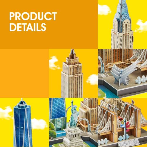  [아마존베스트]CubicFun 3D Puzzles Newyork Cityline Building Model Kits Collection Toys for Adults and Children, MC255h-0