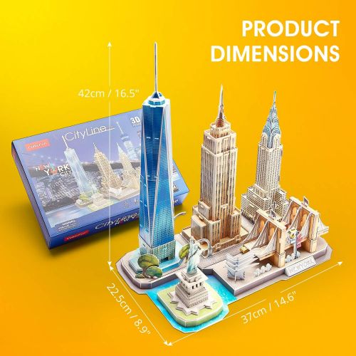  [아마존베스트]CubicFun 3D Puzzles Newyork Cityline Building Model Kits Collection Toys for Adults and Children, MC255h-0