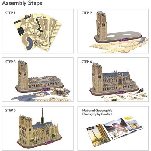  [아마존베스트]CubicFun National Geographic 3D Puzzle Architectural Model Kits for Notre Dame de Paris, France