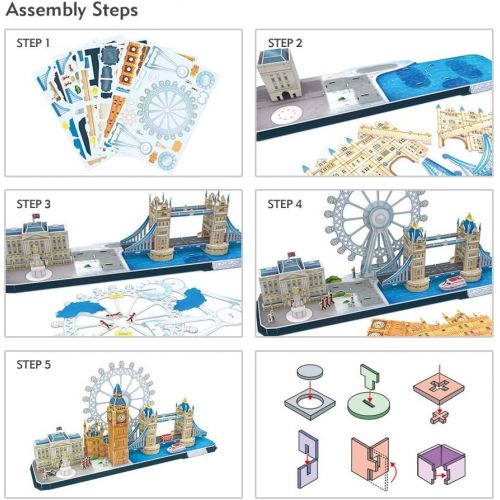  [아마존베스트]CubicFun 3D Puzzle London Cityline Architecture Building Model Kits Collection Toys for Adults and Child, MC253h