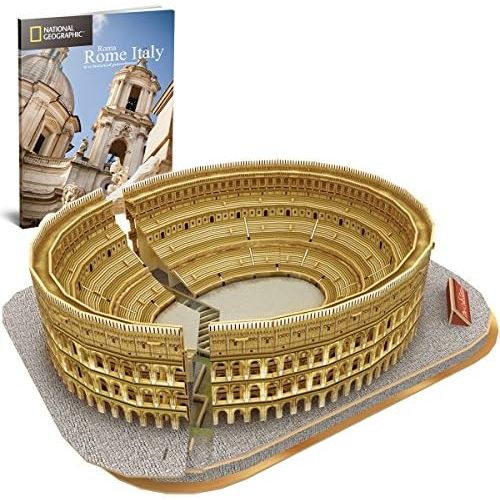  [아마존베스트]CubicFun National Geographic 3D Puzzles Italy Rome Colosseum Architecture Model Kits Toys for Adults and Children with a Booklet