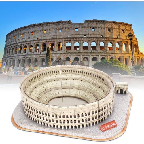  [아마존베스트]CubicFun National Geographic 3D Puzzles Italy Rome Colosseum Architecture Model Kits Toys for Adults and Children with a Booklet
