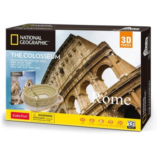  [아마존베스트]CubicFun National Geographic 3D Puzzles Italy Rome Colosseum Architecture Model Kits Toys for Adults and Children with a Booklet