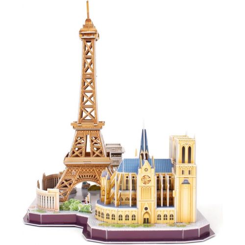  [아마존베스트]CubicFun 3D French Puzzle of Paris Cityline Architecture Building Model Kits Collection Toys for Adults and Child, MC254h