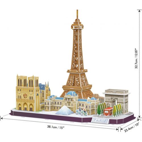  [아마존베스트]CubicFun 3D French Puzzle of Paris Cityline Architecture Building Model Kits Collection Toys for Adults and Child, MC254h