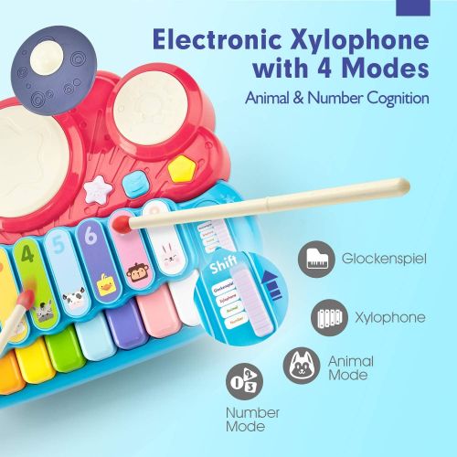  [아마존베스트]CubicFun 5in1 Baby Toys 6 to 12-18 Months Kids Piano Drum Set, Gifts Toys for 1 Year Old Girl Boy Toy Gifts, Baby Girl Boy Gifts Toys for 2 Year Old Girls Boys Baby Toddler Girl Bo