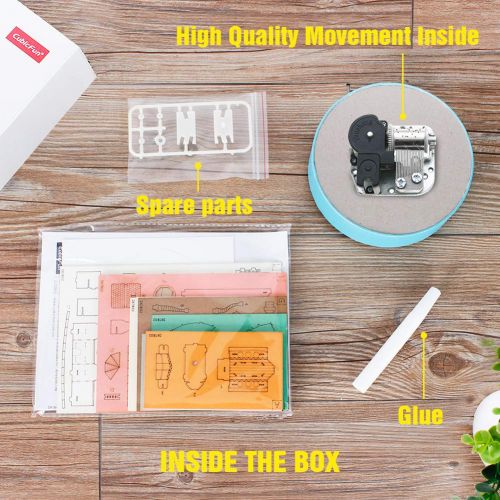  CubicFun Miniature Dollhouse DIY Music Box with LED Light Handmade Craft Kit, Holiday Town