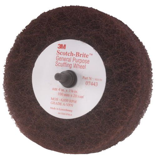 쓰리엠 Cubitron Scotch-Brite(TM) Roloc(TM)+ General Purpose Scuffing Wheel 07443, Roloc Quick-Change Attachment, Aluminum Oxide, 4 Diameter x 1-18 Width, Very Fine Grit, 6000 rpm, Maroon (Pack of