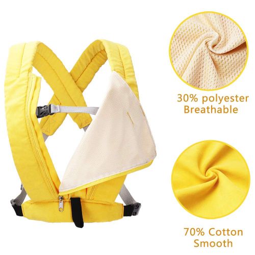  Cuby Ergonomic Baby Carrier,Classic Carrier, Soft & Breathable Baby Carriers Backpack Front and Back for Infants to Toddlers Up to 36 lbs (Yellow)