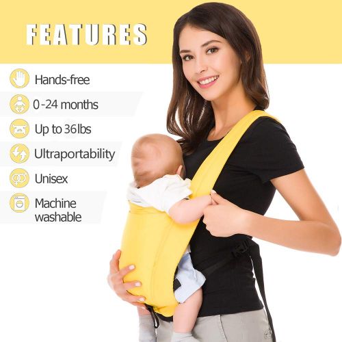  Cuby Ergonomic Baby Carrier,Classic Carrier, Soft & Breathable Baby Carriers Backpack Front and Back for Infants to Toddlers Up to 36 lbs (Yellow)