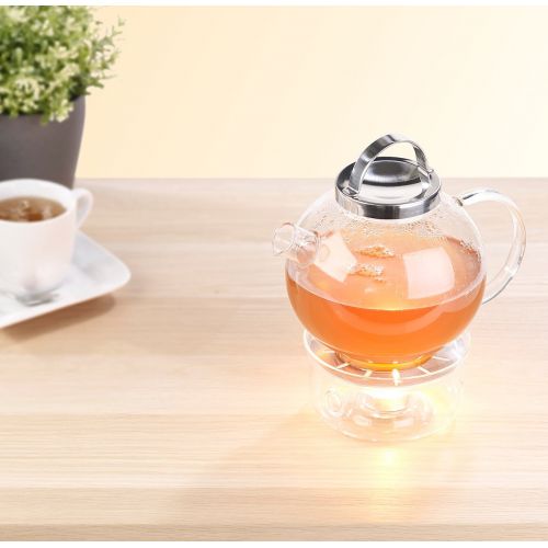  Cucina di Modena Tea Set Glass Jug 1.3L with Stainless Steel Strainer & Warmer