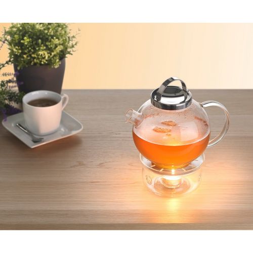  Cucina di Modena Tea Set Glass Jug 1.3L with Stainless Steel Strainer & Warmer