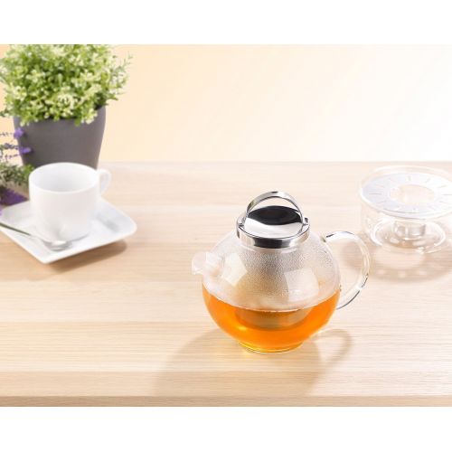  Cucina di Modena Tea Set Glass Jug 1.3L with Stainless Steel Strainer & Warmer