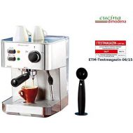 Cucina di Modena Siebtragermaschine: Edelstahl Siebtrager-Espressomaschine ES-1050, 1.050 Watt, 15 bar (Siebtrager Kaffeemaschine)