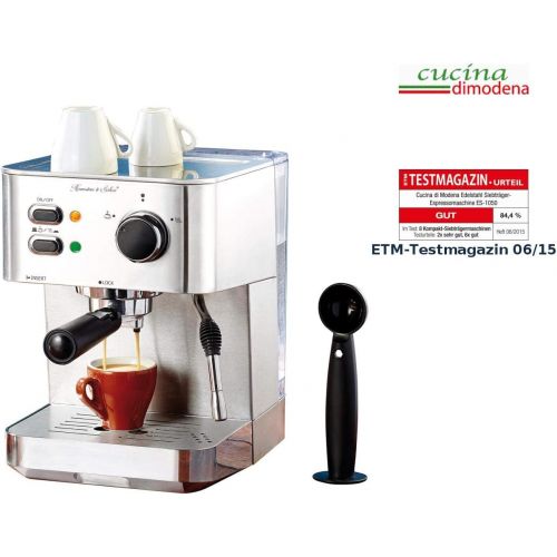  Cucina di Modena Siebtragermaschine: Edelstahl Siebtrager-Espressomaschine ES-1050, 1.050 Watt, 15 bar (Siebtrager Kaffeemaschine)