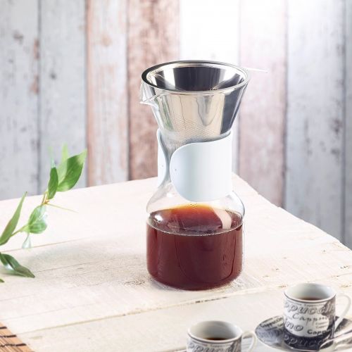  Cucina di Modena Edelstahlfilter Kaffee: Glas-Kaffeebereiter mit Edelstahl-Filter (Glaskaraffe)