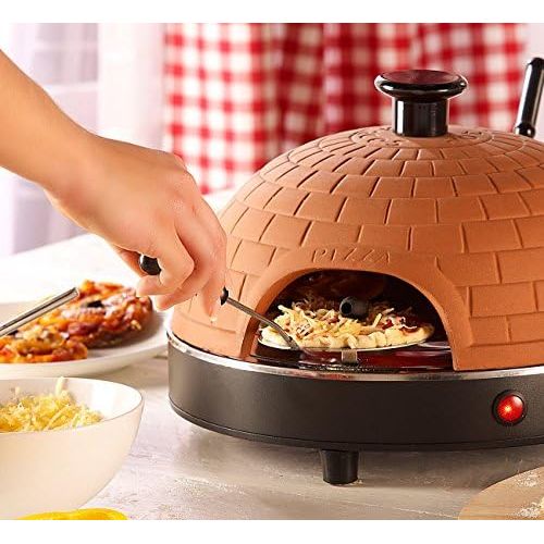  Cucina di Modena Pizzadom: Pizzaofen mit echter Terrakotta-Haube fuer 4 Personen (Mini Pizza Stein Ofen)