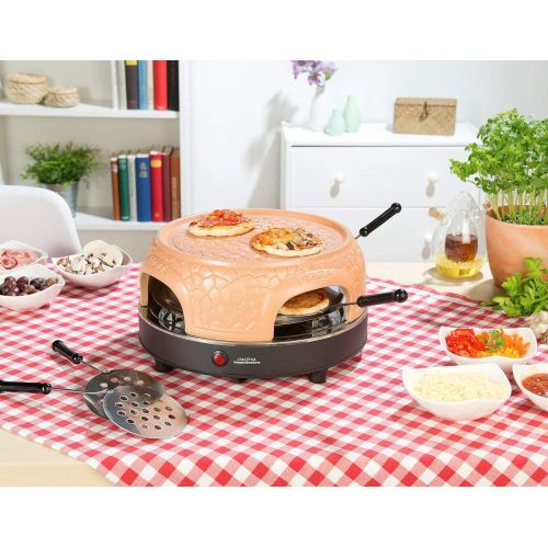  Cucina di Modena Pizzadom: Pizzaofen mit echter Terrakotta-Haube fuer 4 Personen (Mini Pizza Stein Ofen)