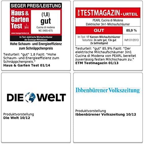  Cucina di Modena Aufschaumer: Elektrischer, kabelloser 3in1-Milchaufschaumer (Milchschaummacher)