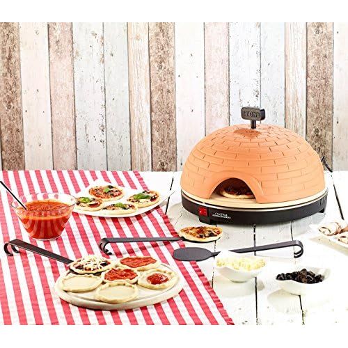  [아마존베스트]Cucina di Modena Pizza Dome: Premium Pizza Oven with Terracotta Cover, Fireclay Stone Plate, Diameter 40 cm (Table Pizza Oven)