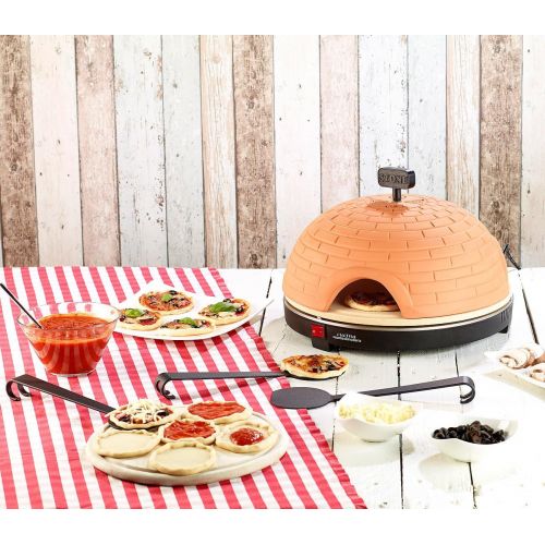  [아마존베스트]Cucina di Modena Pizza Dome: Premium Pizza Oven with Terracotta Cover, Fireclay Stone Plate, Diameter 40 cm (Table Pizza Oven)