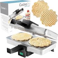 Pizzelle Maker - Polished Electric Baker Press Makes Two 5-Inch Cookies at Once- Recipe Guide Included- Party Treat Making Made Easy - Unique Birthday or Any Occasion Baking Gift for Her, Cookie Swap