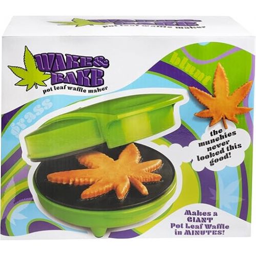  Marijuana Pot Leaf Waffle Maker - Make Your Own DIY Giant Weed Shaped Pancakes or 420 Edibles - Electric Non Stick Waffler Iron- Unique Funny Novelty Gift or Fun Dessert Treat for Cannabis Lovers