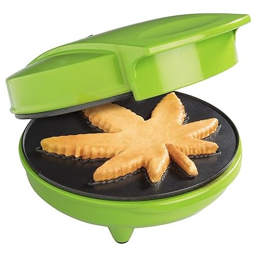  Marijuana Pot Leaf Waffle Maker - Make Your Own DIY Giant Weed Shaped Pancakes or 420 Edibles - Electric Non Stick Waffler Iron- Unique Funny Novelty Gift or Fun Dessert Treat for Cannabis Lovers