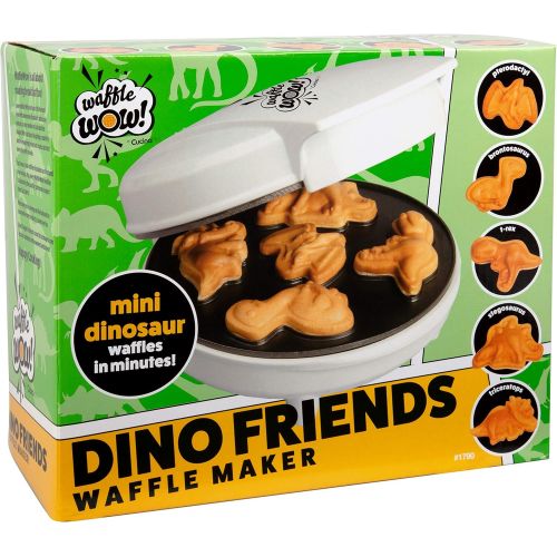  [아마존베스트]CucinaPro Dinosaur Mini Waffle Maker- Make Breakfast Fun and Cool for Kids and Adults with Novelty Pancakes- 5 Different Shaped Dinos in Minutes - Electric Non-Stick Waffler Iron