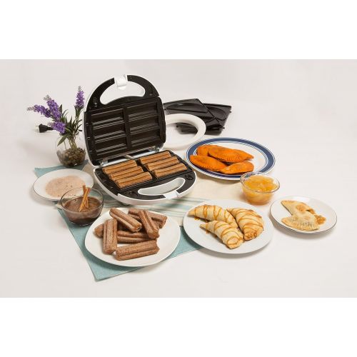  [아마존베스트]CucinaPro Empanada and Churro Maker Machine- Cooker w 4 Removable Plates- Easier than Empanada Press or Churro Press- Includes Dough Cutting Circle for Easy Dough Measurement