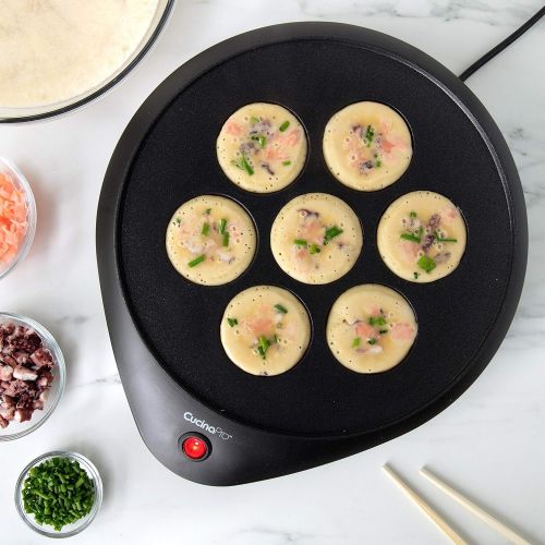  [아마존베스트]CucinaPro Takoyaki Pan and Ebelskiver Maker - Electric Non-stick Baker for Octopus Balls, Aebleskivers, Donut Holes and Cake Pops