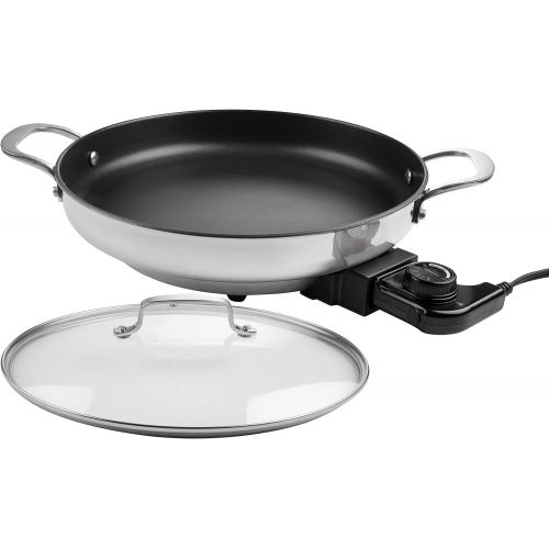  [아마존베스트]CucinaPro Electric Skillet with Tempered Glass Lid- Professional Grade Non-stick Cooker w Stainless Steel Body- 12 Round