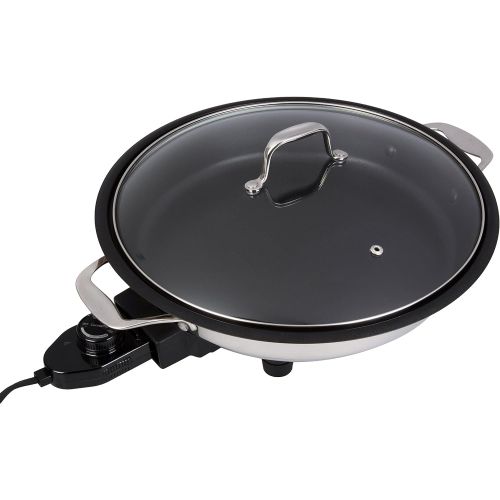  [아마존베스트]CucinaPro Electric Skillet with Tempered Glass Lid- Professional Grade Non-stick Cooker w Stainless Steel Body- 12 Round