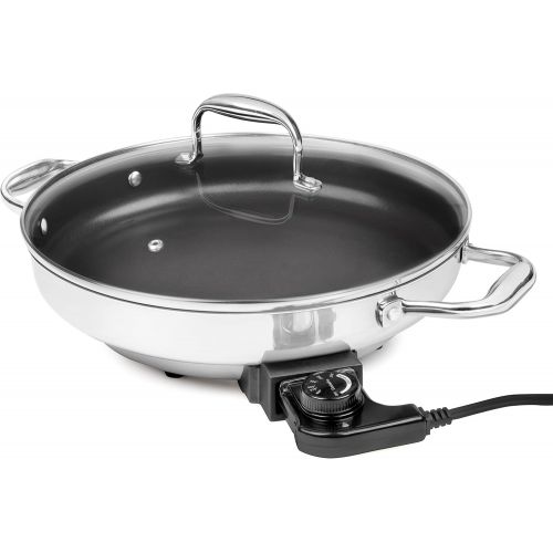  [아마존베스트]CucinaPro Electric Skillet with Tempered Glass Lid- Professional Grade Non-stick Cooker w Stainless Steel Body- 12 Round