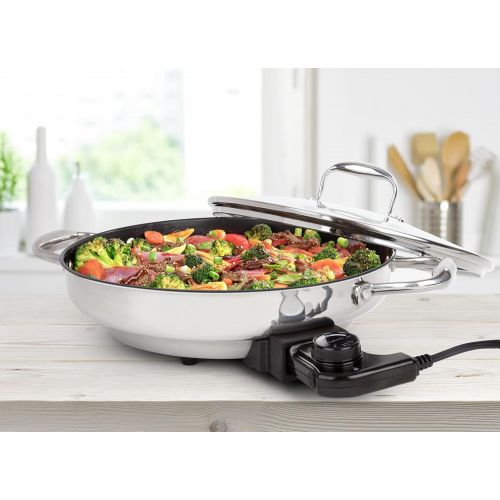  [아마존베스트]CucinaPro Electric Skillet with Tempered Glass Lid- Professional Grade Non-stick Cooker w Stainless Steel Body- 12 Round