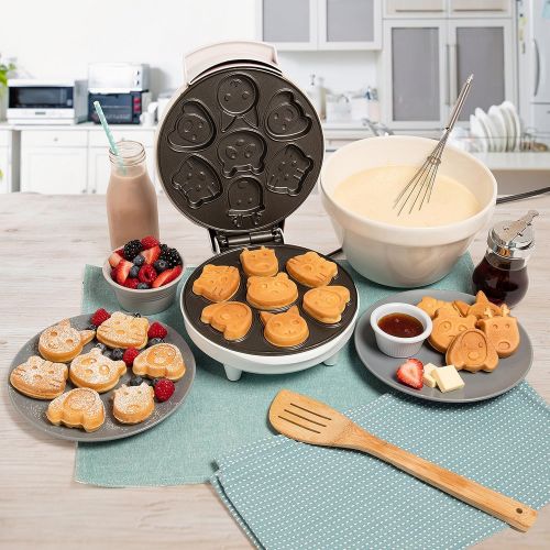  [아마존베스트]CucinaPro Animal Mini Waffle Maker- Makes 7 Fun, Different Shaped Pancakes Including a Cat, Dog, Reindeer & More - Electric Non-stick Waffler, Fun Gift