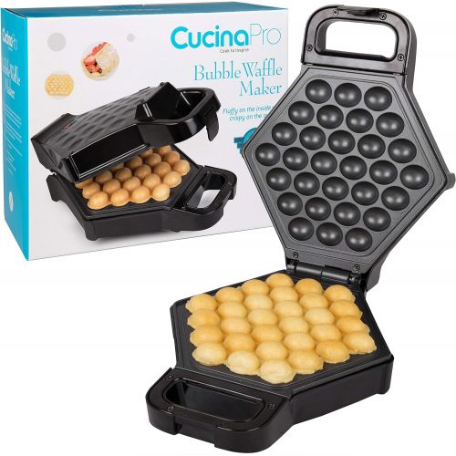  [아마존베스트]CucinaPro Bubble Waffle Maker- Electric Non stick Hong Kong Egg Waffler Iron Griddle - Ready in under 5 Minutes- Free Recipe Guide Included