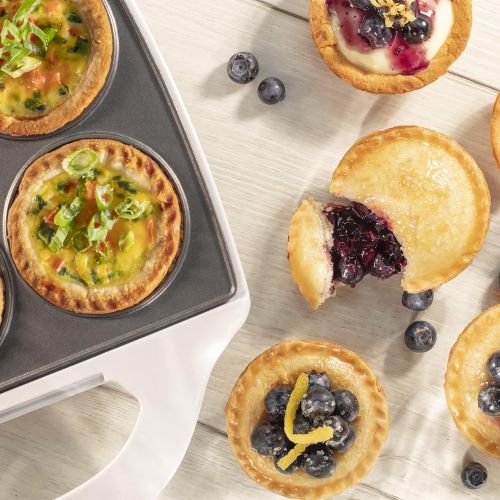  CucinaPro Mini Pie and Quiche Maker- Non-stick Baker Cooks 6 Small Quiches and Pies in Minutes- Dough Cutting Circle for Easy Dough Measurement- Better than Mini Pie Tins or Pans, Great Gift