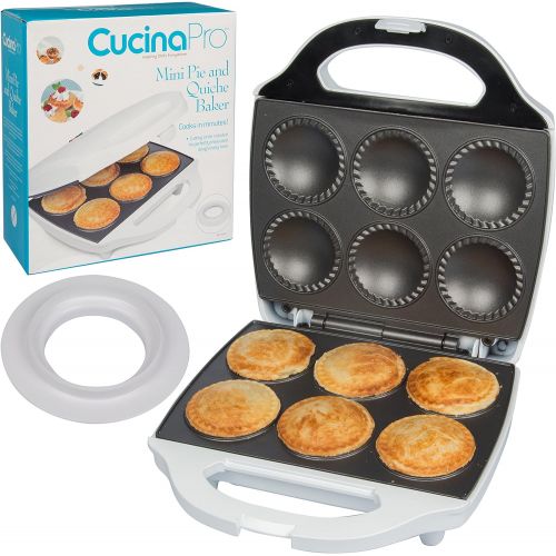  CucinaPro Mini Pie and Quiche Maker- Non-stick Baker Cooks 6 Small Quiches and Pies in Minutes- Dough Cutting Circle for Easy Dough Measurement- Better than Mini Pie Tins or Pans, Great Gift