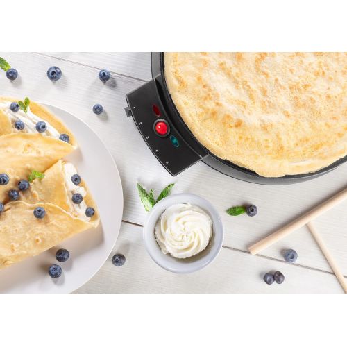  CucinaPro 12 Griddle & Crepe Maker, Non-Stick Electric Crepe Pan with Batter Spreader and Recipe Guide - Dual Use for Blintzes, Eggs, Pancakes and More, Gift for Breakfast