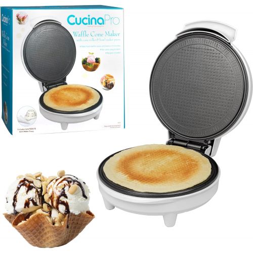  CucinaPro Waffle Cone and Bowl Maker- Includes Shaper Roller and Bowl Press- Homemade Ice Cream Cone Iron Machine - Special Birthday Treat, Gift Giving or Entertaining Fun