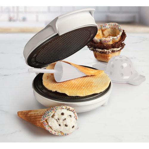  CucinaPro Waffle Cone and Bowl Maker- Includes Shaper Roller and Bowl Press- Homemade Ice Cream Cone Iron Machine - Special Birthday Treat, Gift Giving or Entertaining Fun